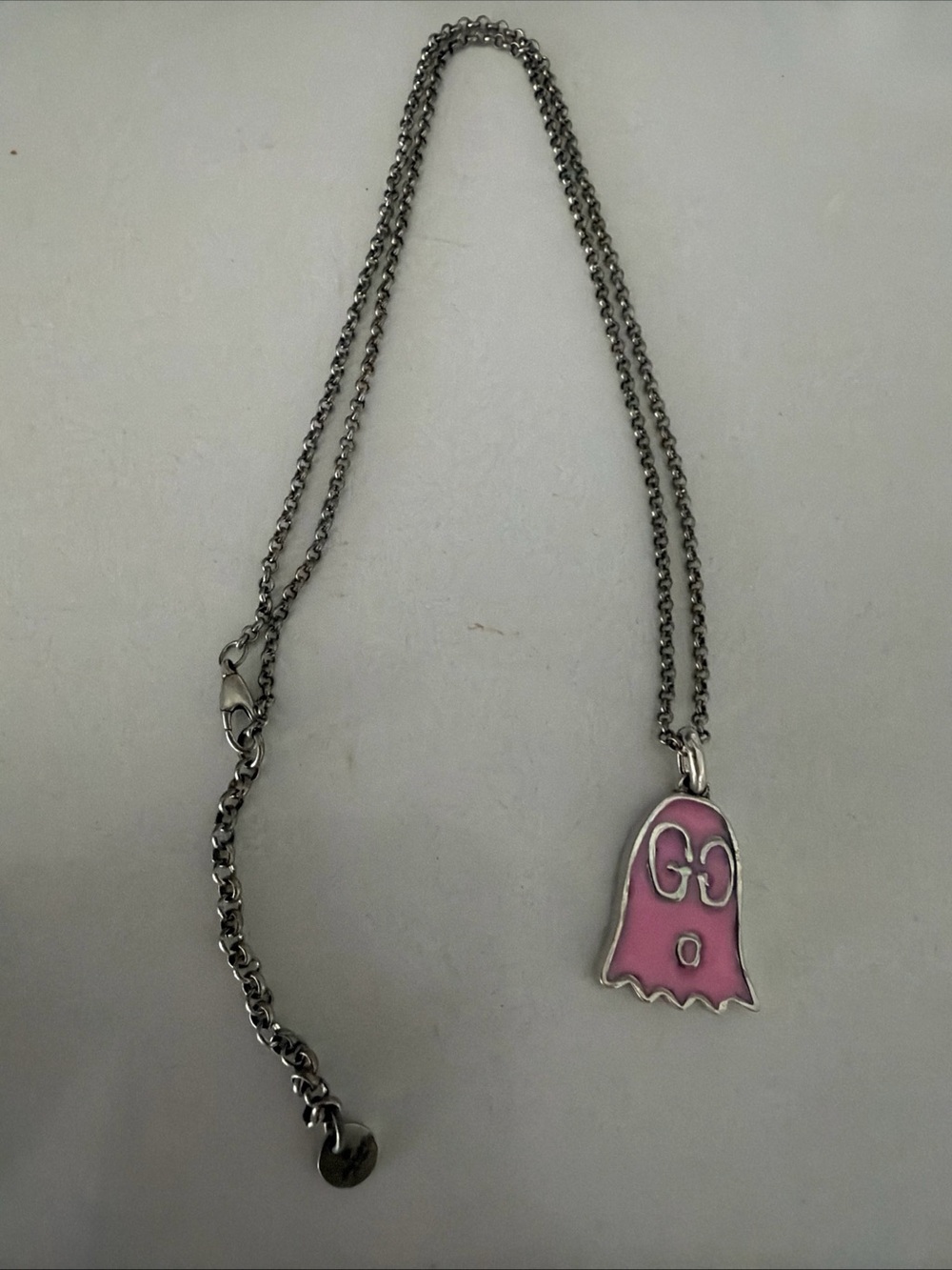 Pink Ghost Pendant Necklace - Women Accessories 925 sterling silver Deadstock